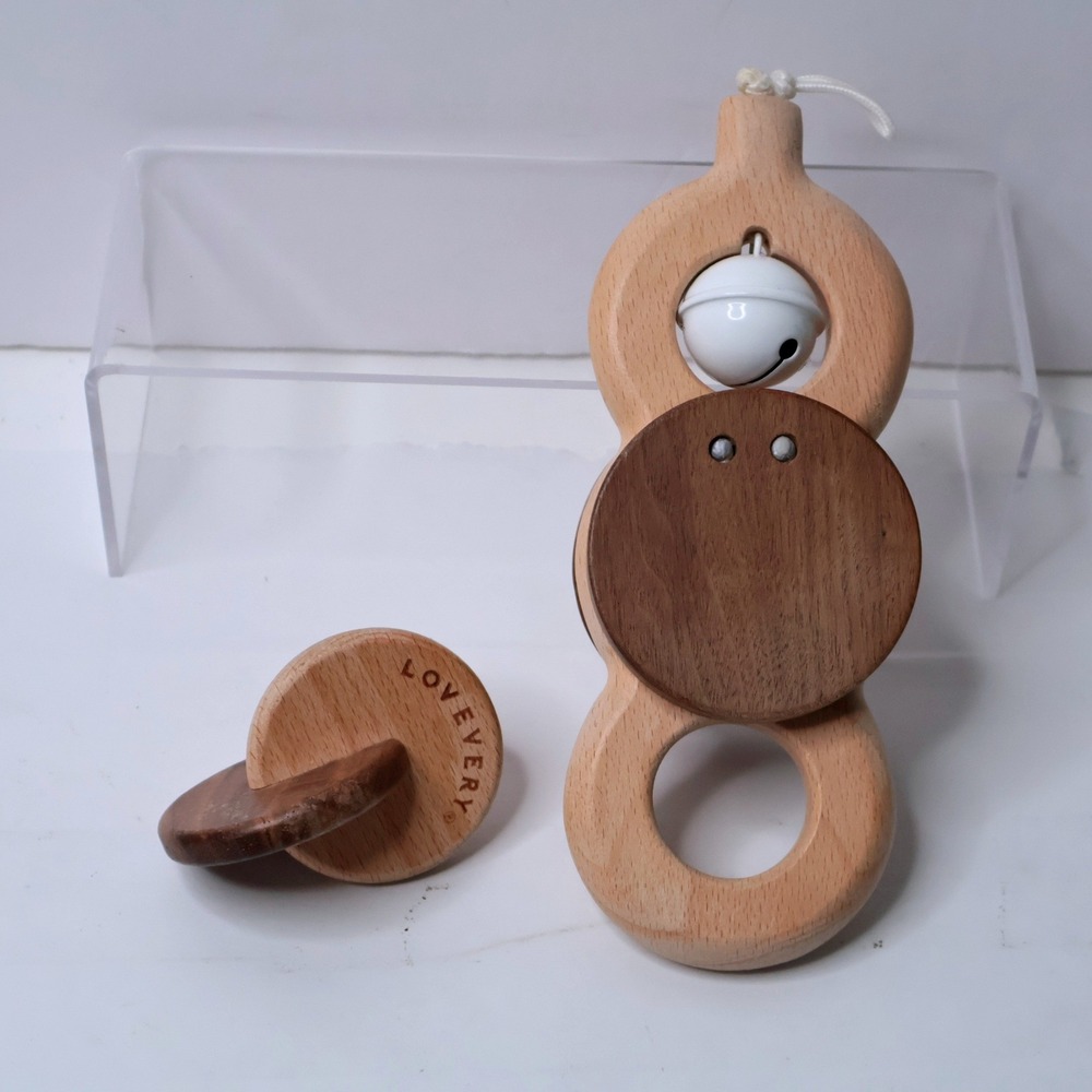 Lovevery Wood Batting Ring Rattle & Hand-to-hand disks Montessori Toys